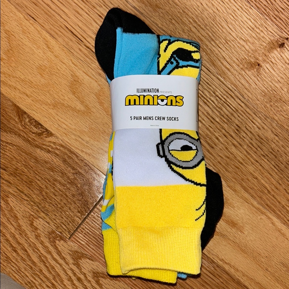 Minions Men's Crew Socks - Yellow, Blue, Black